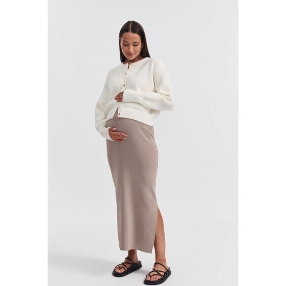 Legoe Heritage Dresses & Skirts - Legoe. Heritage Crepe Knit Tan Maternity Maxi Skirt Stretch XS